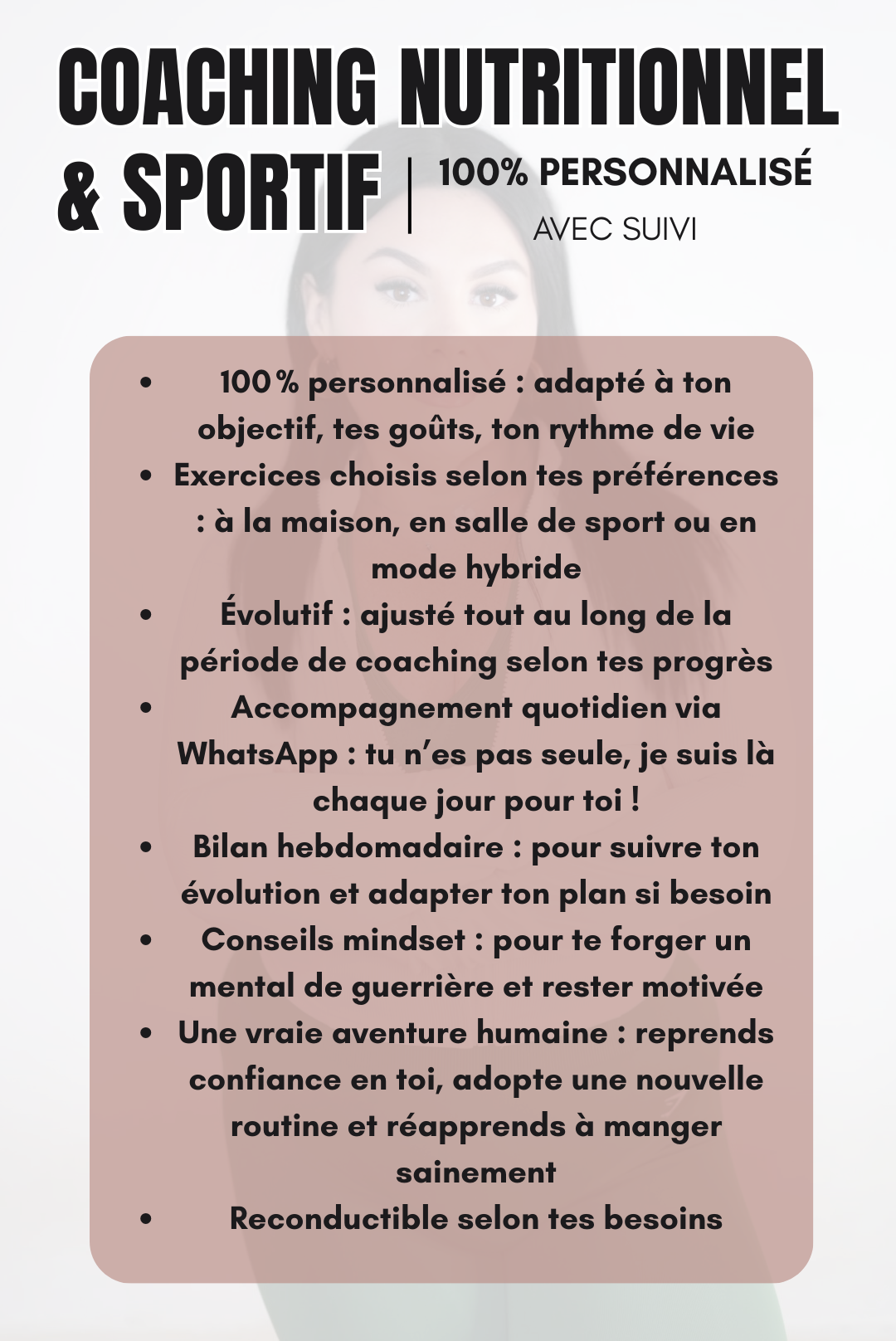COACHING NUTRITIONNEL ET SPORTIF POUR FEMME AVEC SUIVI